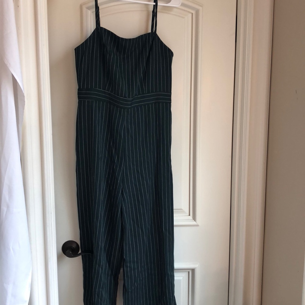 Green and white striped jumpsuit